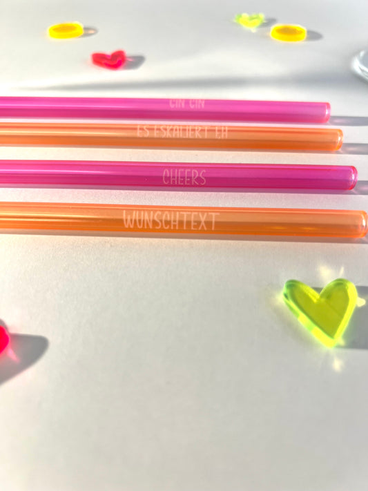 Glasstrohhalm Set „Neon Cheers“